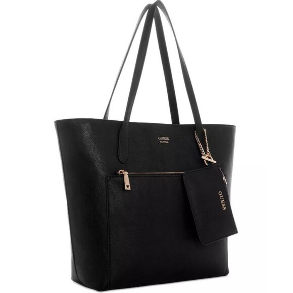 GUESS Rylan faux-leather zip top large tote bag + cardcase - 2 PC SET -Black - Picture 1 of 9